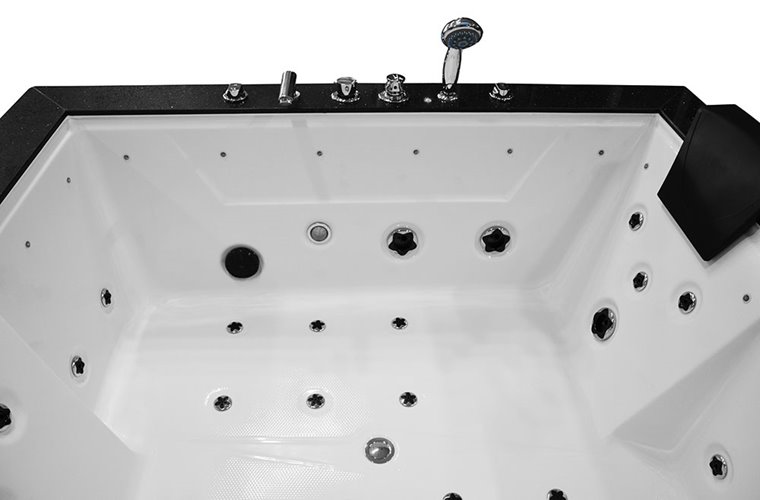 Czarna prostokątna wanna z hydromasażem 180x150 cm MUS-1089C