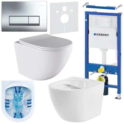 Zestaw podtynkowy stelaż GEBERIT DUOFIX + miska PURO-WH-03 + przycisk DELTA 50 chrom