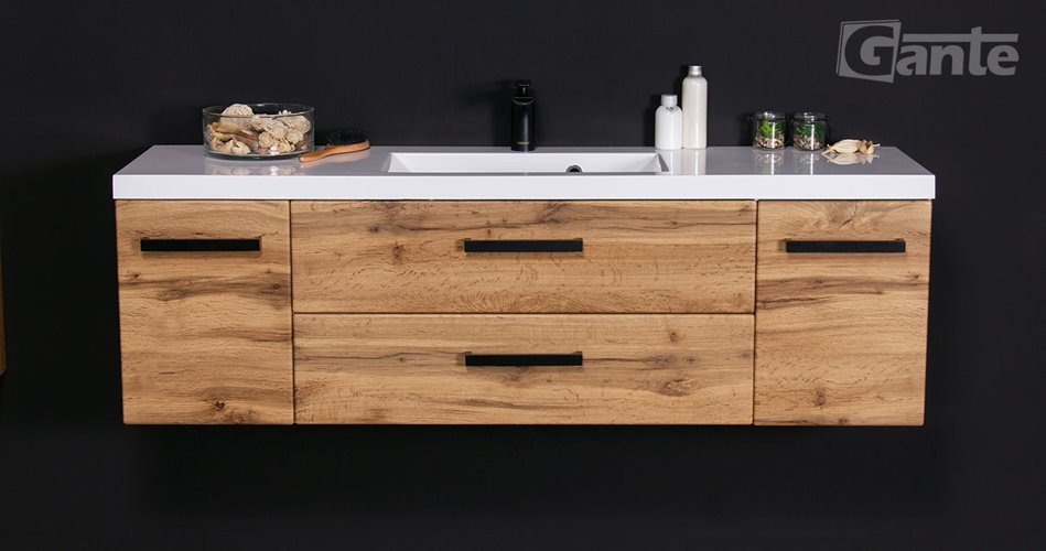 Szafka wisząca z umywalką 140 cm kolor dąb naturalny 39/2 seria Fokus Loft Gante
