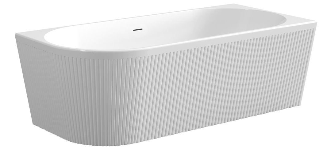 Ryflowana wanna narożna wolnostojąca przyścienna prawa 170 cm Glamour Invena AN-02-12P-M