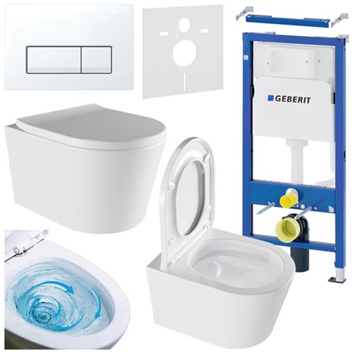 Zestaw podtynkowy stelaż GEBERIT DUOFIX + miska ELITE-WH-02 + przycisk DELTA 50 biały