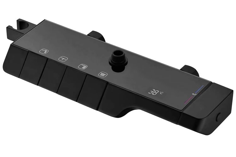 Czarny zestaw prysznicowy z wylewką i termostatem Rob Rea