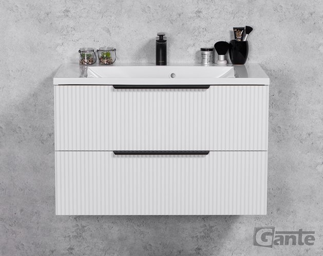 Szafka łazienkowa wisząca frezowana z umywalką 80 cm 46/2 Sydney kolor biały