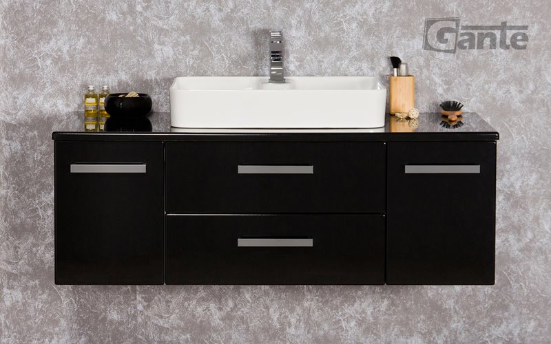 Czarna szafka wisząca z umywalką 120 cm Luna seria Fokus C
