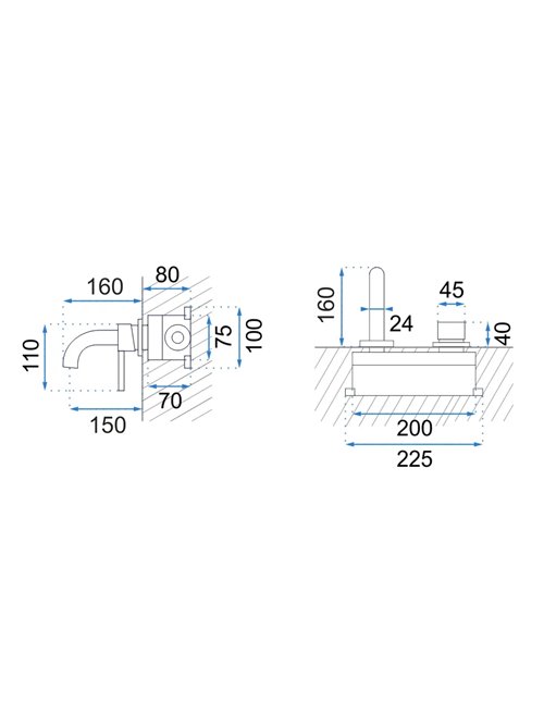 Bateria umywalkowa podtynkowa box Rea Lungo miedź szczotkowana