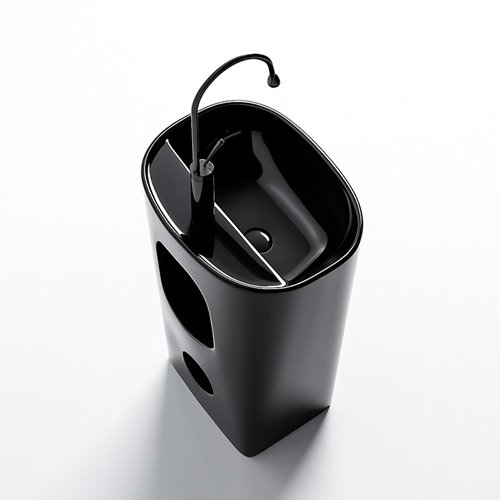 Umywalka wolnostojąca ceramiczna owalna czarny połysk 49x37x83 cm CLARO-BL-490