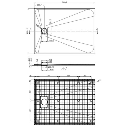Czarny brodzik prysznicowy prostokątny o strukturze kamienia 120x90 cm Riko Hydrosan