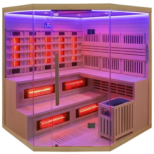 Sauna Combo na podczerwień + fińska 6 osobowa 200x200 cm Moss2 8KW