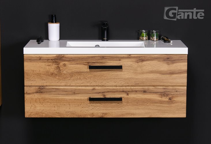 Szafka wisząca z umywalką 100 cm kolor dąb naturalny 39/2 seria Fokus Loft Gante