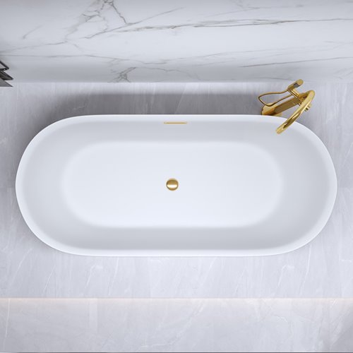 Wanna wolnostojąca czarno-biała złoty korek oraz przelew 150 cm Cesana Hydrosan