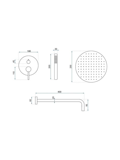Zestaw prysznicowy podtynkowy box Argon Rea złoty połysk