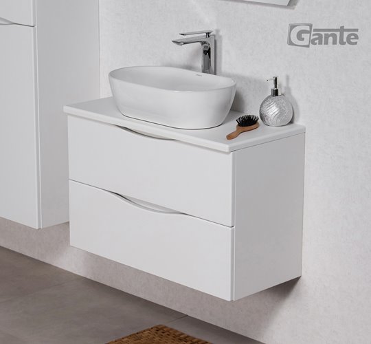Szafka łazienkowa wisząca ONDA 80 cm biała z umywalką Gante
