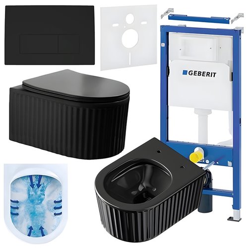 Zestaw podtynkowy stelaż GEBERIT DUOFIX + miska LUMA-BL-RIM-03 + przycisk DELTA 50 czarny mat