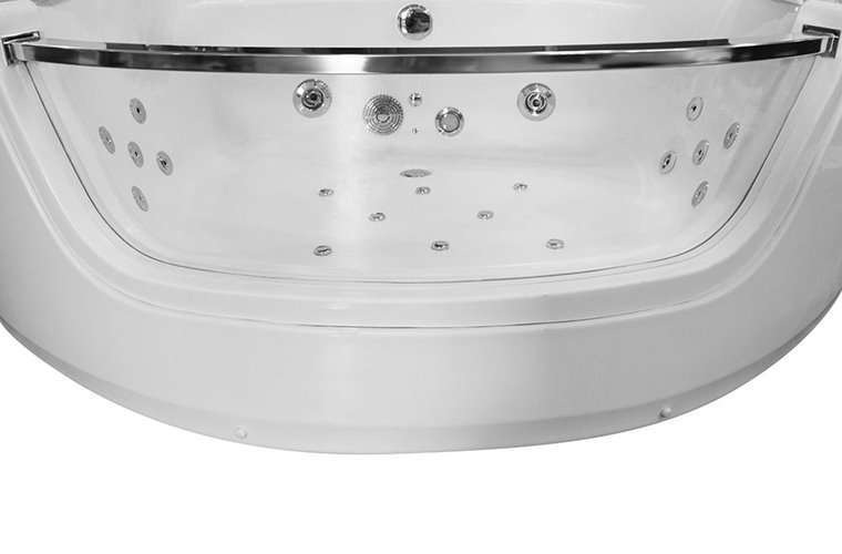 Wanna z hydromasażem narożna 135x135 cm MO-0057 podwójny biały zagłówek
