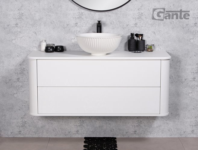 Szafka łazienkowa wisząca LILIA SMOOTH 120 cm biały mat z umywalką Gante