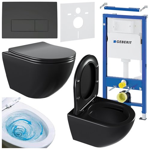 Zestaw podtynkowy stelaż GEBERIT DUOFIX + miska NERO-MTB-03 + przycisk DELTA 50 czarny mat