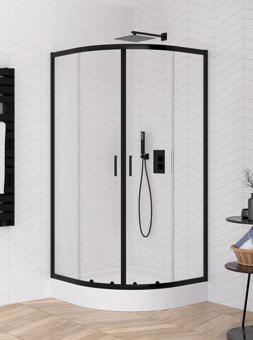 Czarna kabina prysznicowa półokrągła 80x80 K-3562 Suvia New Trendy