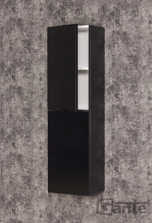 Słupek łazienkowy wiszący szklane fronty czarny mat 40x144 cm Bravia Gante