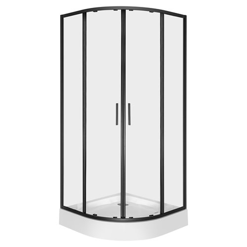 Czarna kabina prysznicowa półokrągła z brodzikiem 80x80 RS Solid Kerra