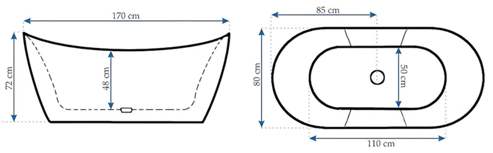 Wanna wolnostojąca 170 cm Ferrano Slim Rea