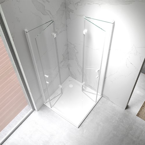 Biała kabina prysznicowa kwadratowa drzwi składane 80x80 KZ08B