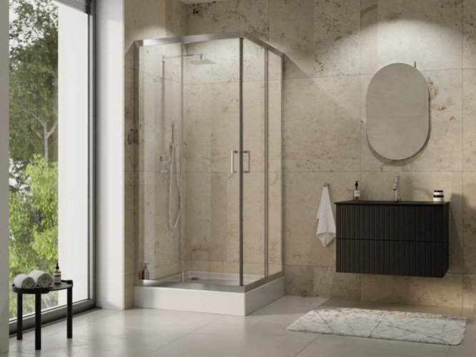 Kabina prysznicowa kwadratowa szkło mleczne 90x90 185 cm Modern Besco