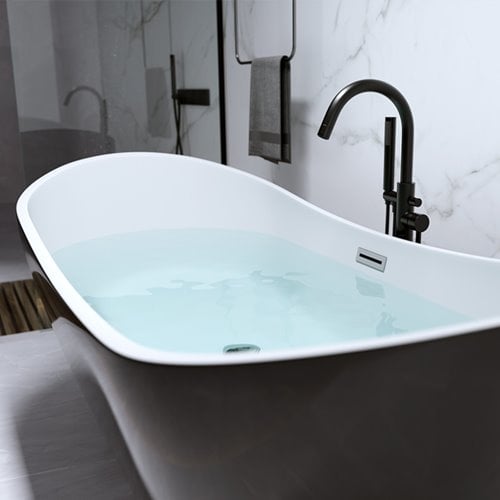 Wanna wolnostojąca czarno biała 150 cm Rica Hydrosan