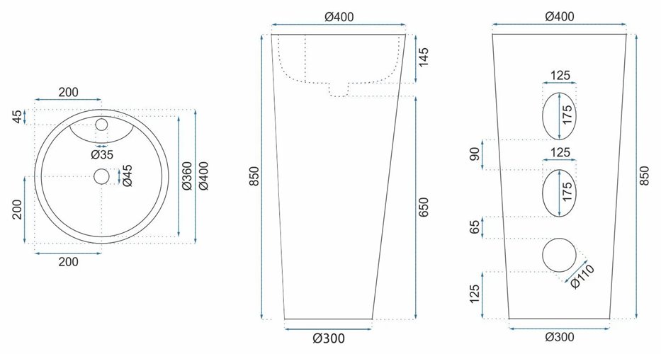 Umywalka wolnostojąca ceramiczna Blanka Rea