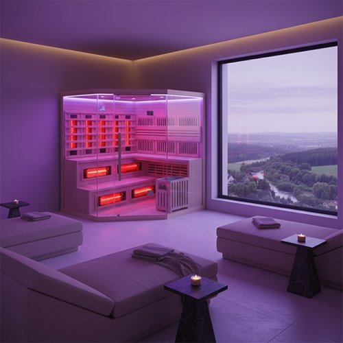 Sauna Combo na podczerwień + fińska 6 osobowa 200x200 cm Moss2 8KW