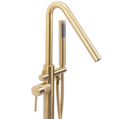 Złota szczotkowana bateria wannowa wolnostojąca Aras Rea