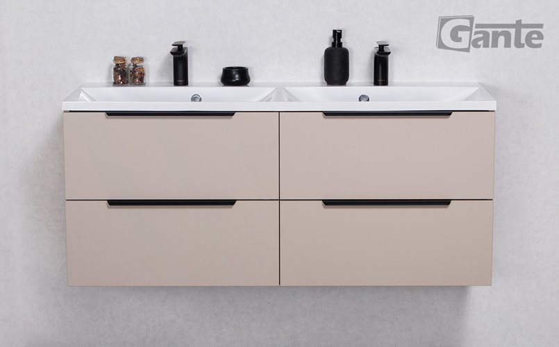 Szafka łazienkowa wisząca z podwójną umywalką 120 cm 46/4 Sydney Smooth kolor Macadamia