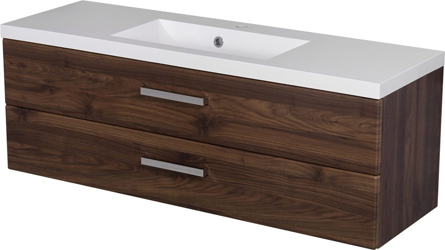 Szafka łazienkowa wisząca z umywalką 120 cm 39/S2 Fokus kolor orzech