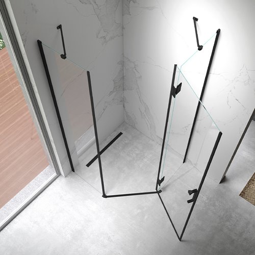 Czarna kabina prysznicowa pięciokątna 80x80 drzwi uchylne KZ10A