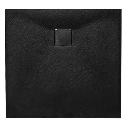 Czarny brodzik prysznicowy kwadratowy o strukturze kamienia 80x80 cm Riko Hydrosan