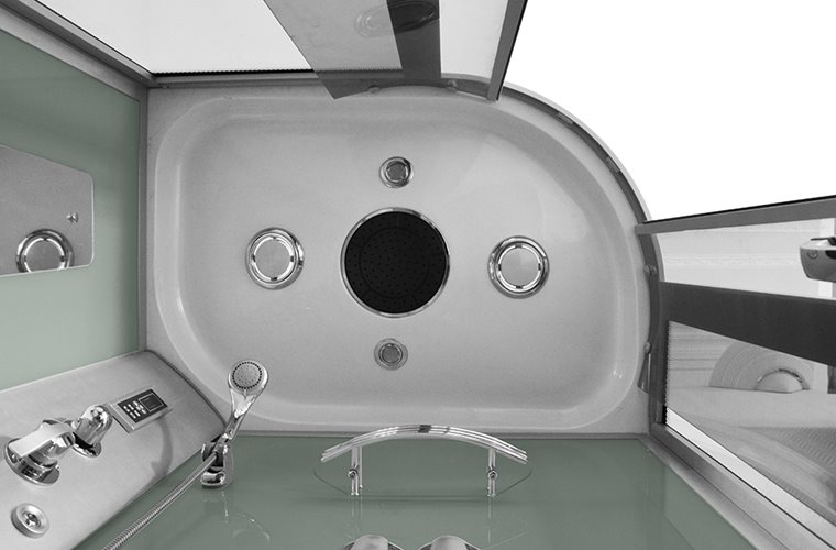 Kabina prysznicowa z hydromasażem na niskim brodziku białe ścianki 120x85 prawa MO-18220