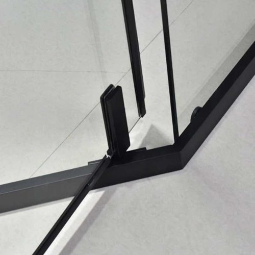 Czarna kabina prysznicowa pięciokątna 80x80 drzwi uchylne KZ4026A