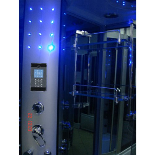 Kabina prysznicowa zabudowana na niskim brodziku 120x85 z sauną Monako Prawa