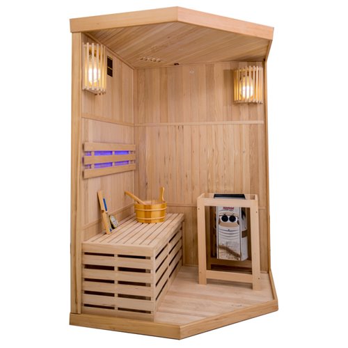 Sauna fińska 2-osobowa narożna 120x120 cm piec Harvia 3,5KW Bodo2