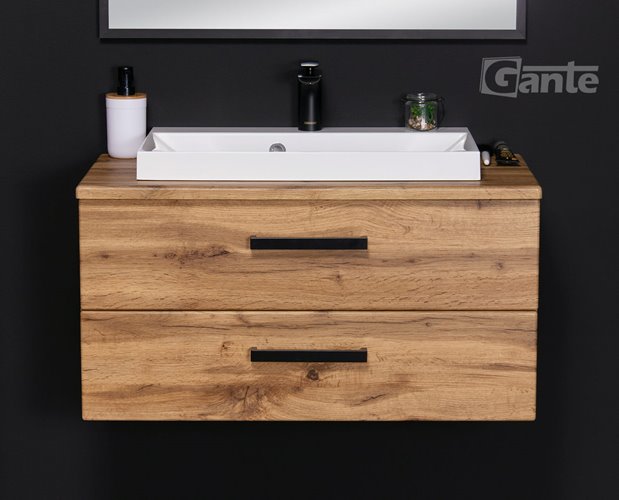 Szafka wisząca z umywalką nablatową 80 cm kolor dąb naturalny 39/2 seria Fokus Loft Gante