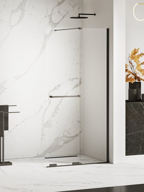 Smart Black New Trendy czarna ruchoma ścianka prysznicowa walk in 90 cm EXK-6675