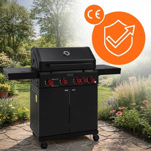 Grill gazowy ZEUS-C kolor czarny ruszt żeliwny moc 14,5 kW + pokrowiec + palnik boczny + LED zdjęcie 19