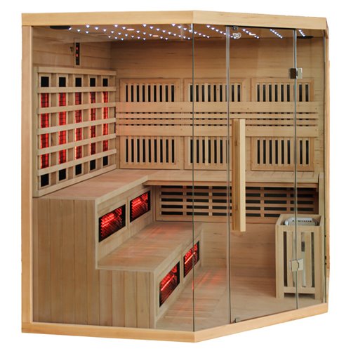 Sauna Combo na podczerwień + fińska 6 osobowa 200x200 cm Moss2 8KW