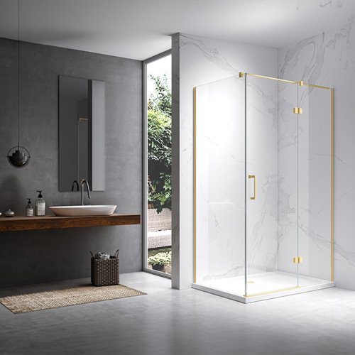 Złota szczotkowana kabina prysznicowa prostokątna otwierana 120x90 drzwi uchylne KZ03C