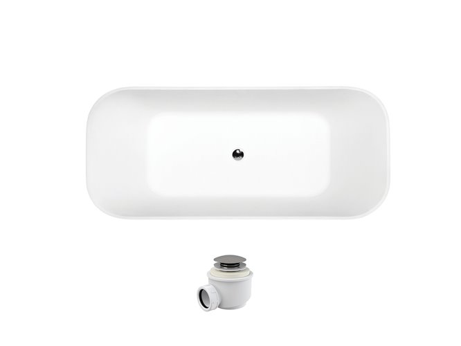 Wanna wolnostojąca z konglomeratu + klik-klak chrom 160 cm Assos Besco WMD-160-A