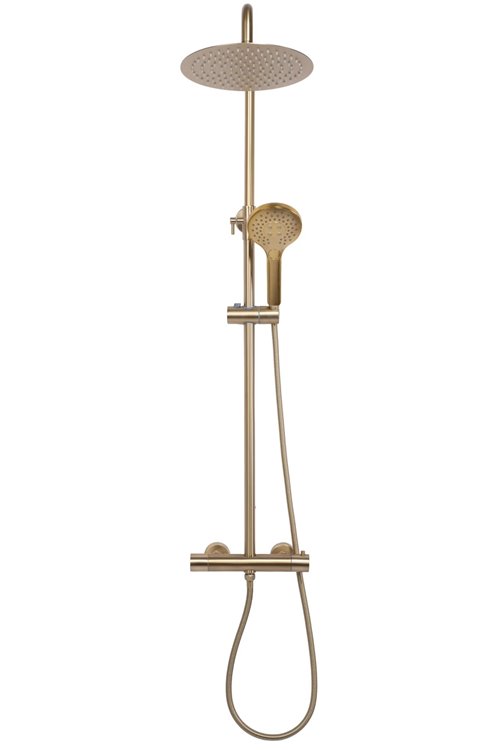 Złoty szczotkowany zestaw prysznicowy termostatem Vincent Rea Gold Brush