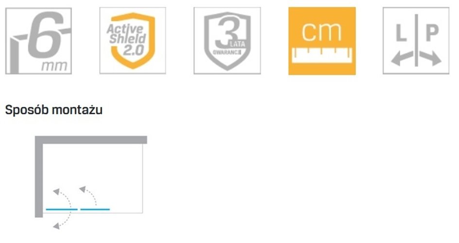 Parawan wannowy składany 120x140 cm lewy New Soleo P-0030