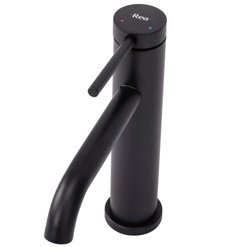 Czarna bateria umywalkowa niska Clif Rea