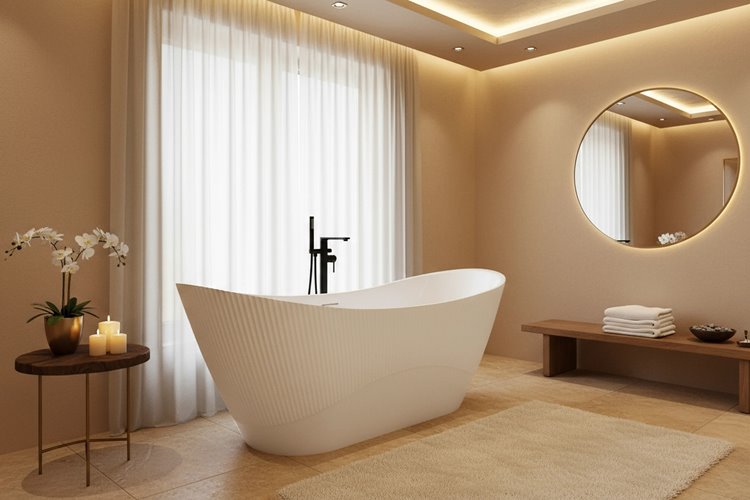 Wanna wolnostojąca ryflowana 170 cm Atena Rea