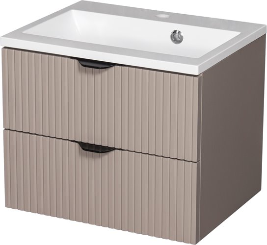 Szafka łazienkowa z lamelami wisząca z umywalką 50 cm 39/2 Victa Lamello kolor fume mat