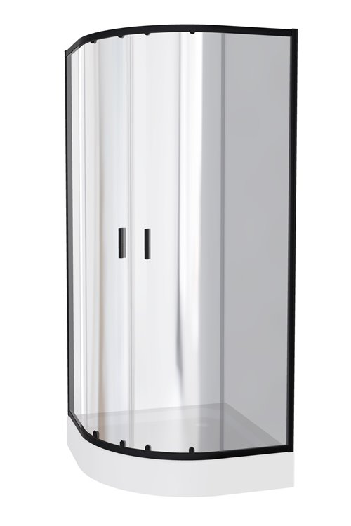 Zarya Besco czarna kabina prysznicowa 90x90 powłoka ProClean + biały brodzik 15 cm Alex